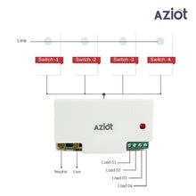 AZIOT 4 Node Smart Switch - WiFi/Bluetooth Enabled