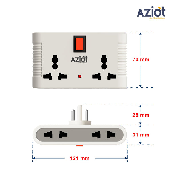 Aziot (6 amps) 4 Way Smart Multi-Plug Adaptor (WiFi+BLE)