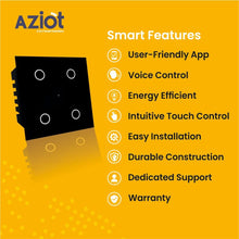 AZIOT SMART MODULAR 4 GANG TOUCH SWITCH (6 amps each)- WiFi/Bluetooth