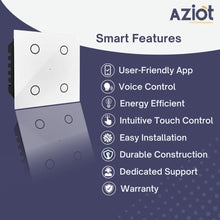 AZIOT SMART MODULAR 4 GANG TOUCH SWITCH (6 amps each)- WiFi/Bluetooth