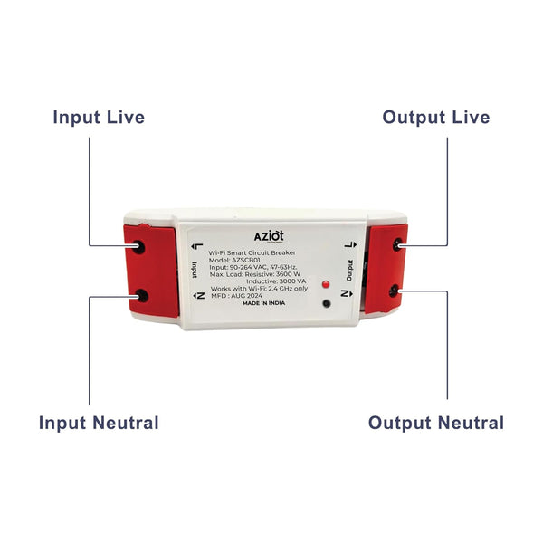 Aziot WiFi + BLE Smart Circuit Breaker with Energy Metering - 16Amp