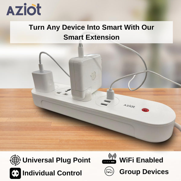 AZIOT 3 Socket + USB Smart Extension - Wifi/Bluetooth Enabled