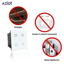 AZIOT SMART MODULAR 4 GANG TOUCH SWITCH (6 amps each)- WiFi/Bluetooth