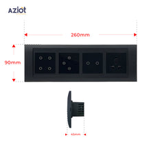 Aziot 8 Module Switch Board Plate | Smart 4 Touch, 2 Touch SW, Fan Touch & Socket