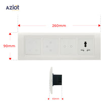 Aziot 8 Module Switch Board Plate | Smart 4 Touch, 2 Touch SW, Fan Touch & Socket