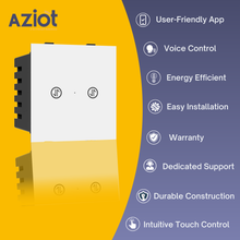 AZIOT Smart Modular 2 Way Gang Touch Switch (16 Amps each)- WiFi/Bluetooth