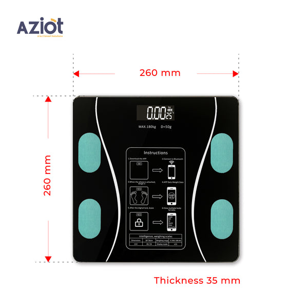 Aziot Elevate Smart Bluetooth Digital Weighing Scale for body weight, body BMI & Fat Analyzer