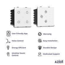 Aziot 6 Module Switch Board Plate | Smart 4 Touch, Fan Touch SW & Socket